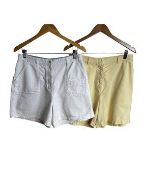 CHRISTOPHER & BANKS White Denim + Yellow Cotton Utility Shorts Bundle Size 12